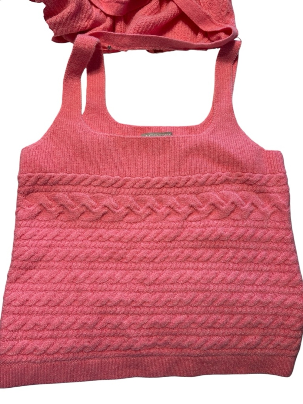 J. Crew Supersoft Cropped Cable Knit Sweater Tank Set XL Pink Gold Buttons Wool - Picture 12 of 14